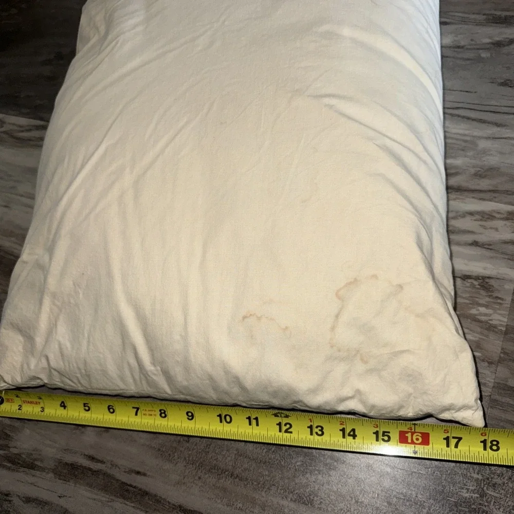 Vintage Off White Down Feather Pillow 25X18 Inch Good Fill Level Stain Areas